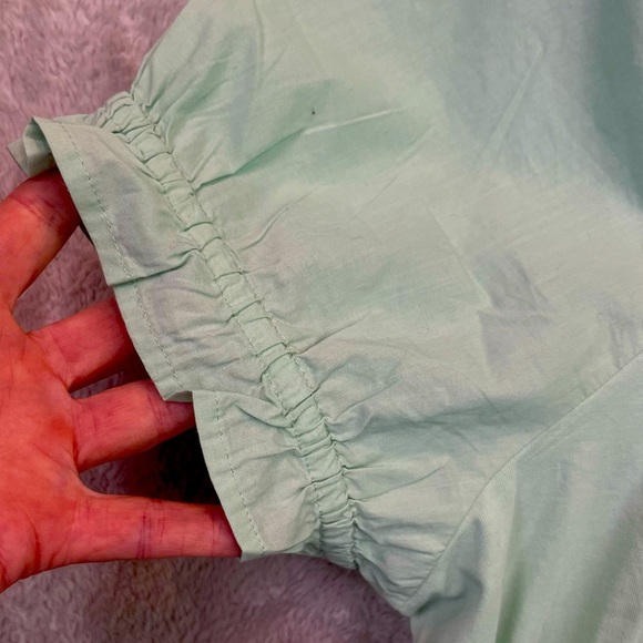 NWT J. Crew Mint Green Tie Back Peasant Boho Top Blouse Back Bow Tie Sz L - Picture 3 of 16